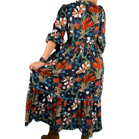NEW BRITON COURT julia tiger floral maxi dress in black - Picture 3 of 3